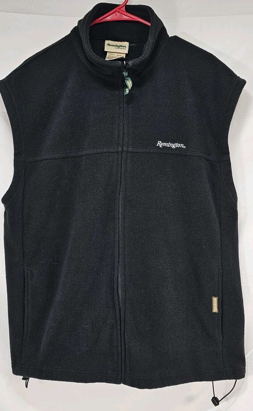 Remington Men’s Large Black Fleece Vest Full Zip Outdoor Hunting Lightweight